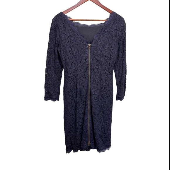 Adrianna Papell for E Live From the Red Carpet Blue Lace Dress Size 6 - Picture 4 of 13